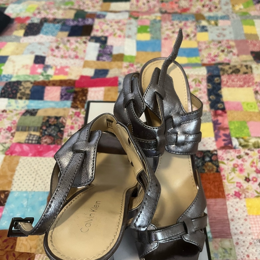 Calvin Klein Silver Sandals with Adjustable Straps